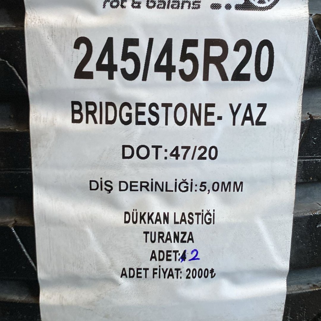 245/45 R20 BRIDGESTONE TURANZA 103W ÇIKMA YAZ LASTİĞİ