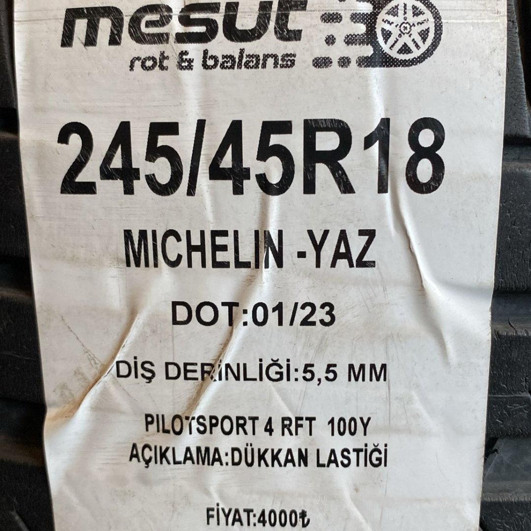 245/45 R18 100Y MICHELIN PILOTSPORT 4 RFT YAZ ÇIKMA LASTİK