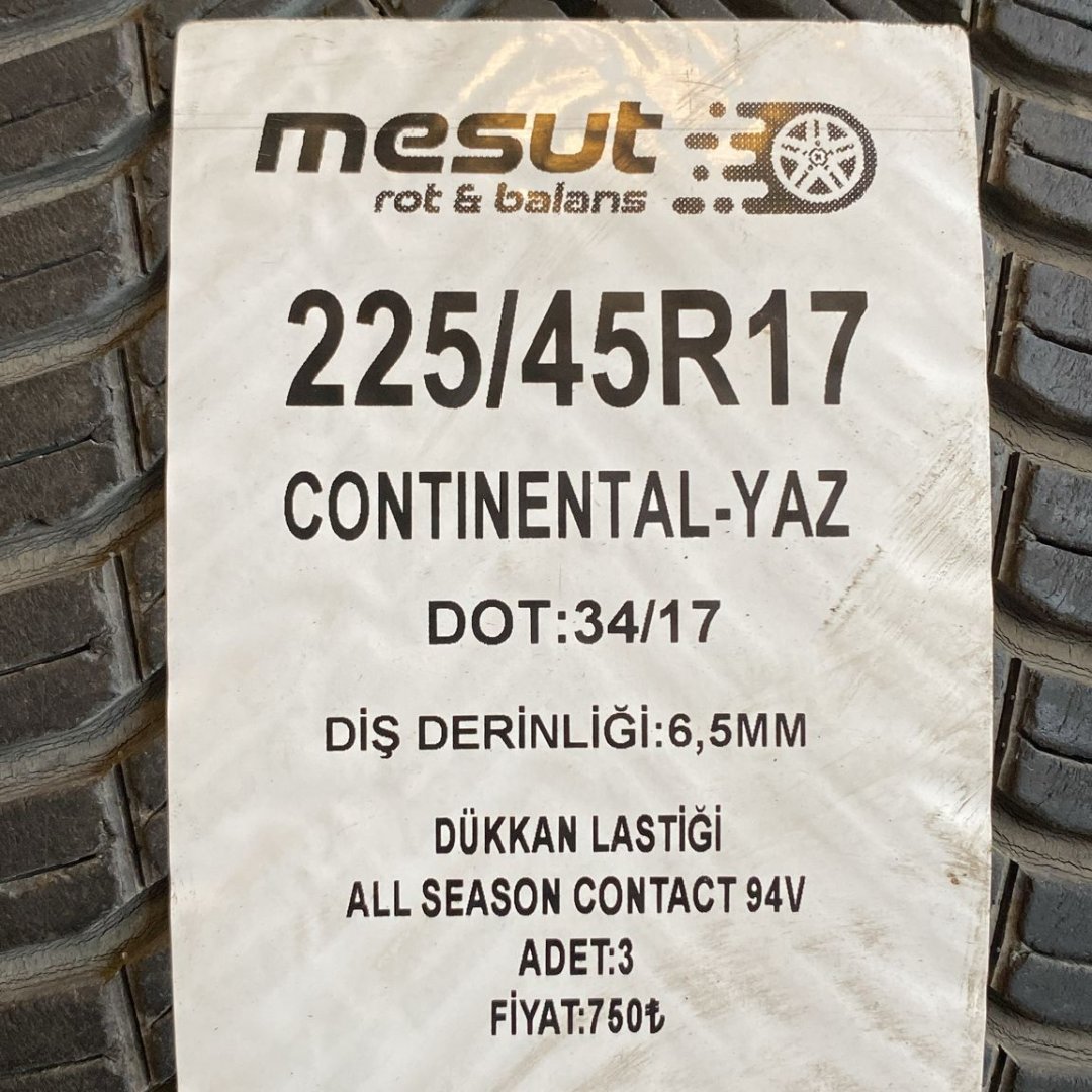 225/45 R17 CONTINENTAL ALL SEASON CONTACT DÖRT MEVSİM ÇIKMA LASTİK