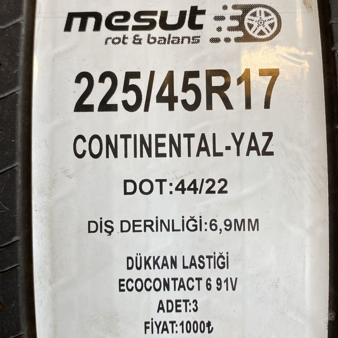 225/45 R17 91V CONTINENTAL ECOCONTACT 6