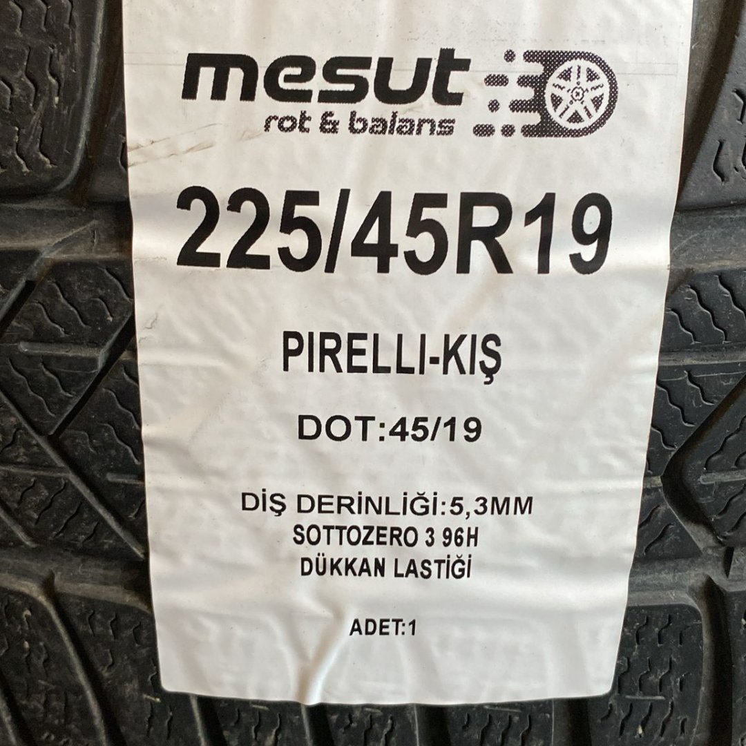 225/45 R19 96H PIRELLI SOTTOZERO 3 KIŞ ÇIKMA KIŞ LASTİĞİ